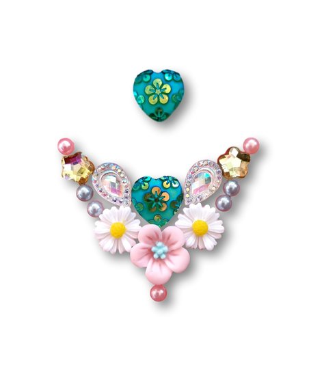 Gemcluster Sea Green Hart Heart Bloemen Flower DIY Sieraden Kindergrime .com -Events