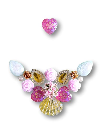Gem Bling Jewel Strass Steentjes Roze Hart Bloemen DIY Sieraden Kindergrime .com -Event