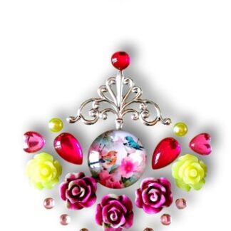 Gemcluster Bling Jewel Bloemen Roos Hart Roze Heart Pink Flower DIY Sieraden Kindergrime .com