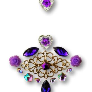 Gemcluster Bling Jewel Resin Flatback Hart Bloem Paars Heart Flower Purple Sieraden Kindergrime .com 9000