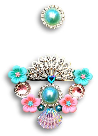 Gemcluster Bling Jewel Diamond Pearl Parel Cyan DIY Sieraden Kindergrime .com -Events