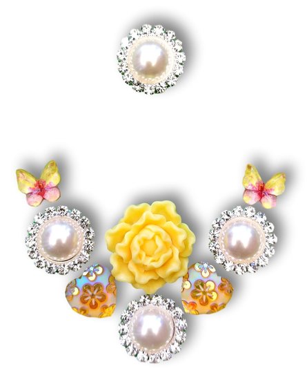 Gemcluster Bling Jewel Diamond Pearl Parel Ivoor Bloem Vlinder DIY Sieraden Kindergrime .com Sm
