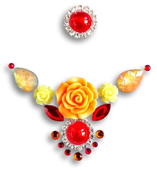 Gemcluster Bling Jewel Resin Flatback Diamond Red Rood flower Bloem DIY Sieraden Kindergrime .com