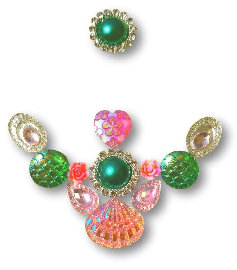 Gemcluster Bling Jewel Resin Flatback Diamond Donker Helder Turquoise Hart Bloem DIY Sieraden Kindergrime .com