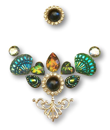 Gemcluster Bling Jewel Resin Flatback Diamond Dubbele Kleur Donker Blauw Zwart DIY Sieraden Kindergrime .com