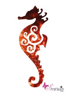 Seahorse swirly glittertattoo sjabloon Y-Body